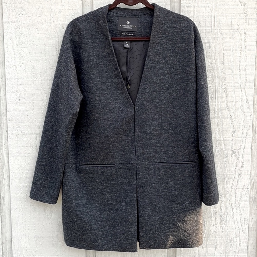 Maison Scotch Jolie Vagabonde Wool Blend Jacket Cardigan Heather Gray Size 10